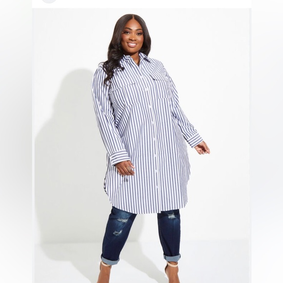 Brand New Striped Blend Shirt Dress or Tunic  Size 26 - Picture 12 of 16